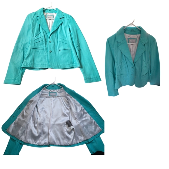 Wilsons Leather Women's Aqua Leather Jacket - Picture 3 of 6